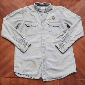 Tyndale Work Shirt Men M Light Blue FPL Flame Resistant FR HRC 2 Made in USA